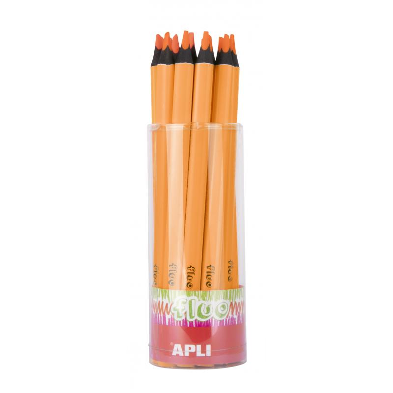 Apli Lapices Jumbo Fluor Naranja - Triangulares de 5mm - Mejor Sujecion y Cobertura - Pack de 18 Unidades - Formato para Exposit