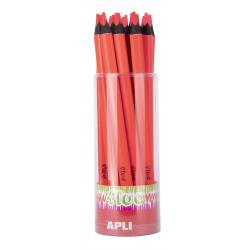 Apli Lapices Jumbo Fluor Rojos - 5mm de Grosor Triangular - 18 Unidades por Pack - Ideal para Mejor Sujecion y Mayor Cobertura e