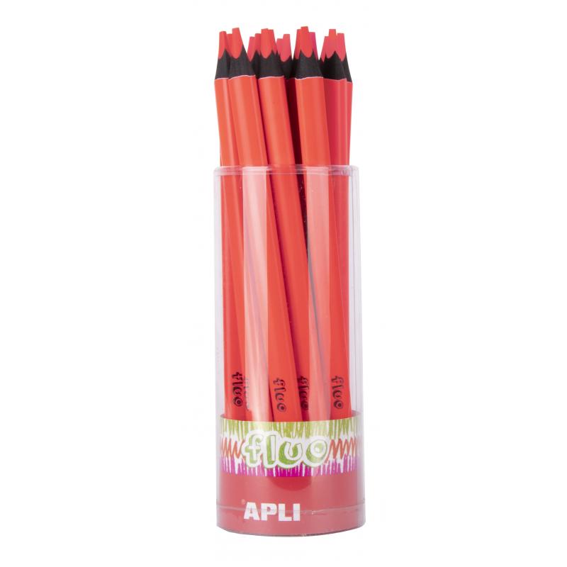 Apli Lapices Jumbo Fluor Rojos - 5mm de Grosor Triangular - 18 Unidades por Pack - Ideal para Mejor Sujecion y Mayor Cobertura e