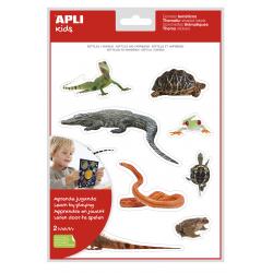 Apli Gomets Tematicos Realistas de Reptiles y Anfibios - 20 Gomets - Imagenes Realistas para Relacionar Animales - Adhesivo Remo