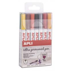 Apli Rotuladores Tinta Permanente Punta Fina - Pack 14 Colores - Base Aceite - Resistente Al Agua - Soporta Hasta 60°C