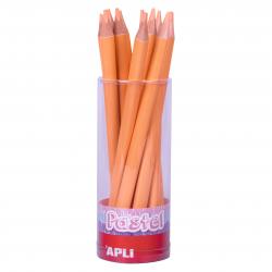 Apli Lapices Jumbo Pastel Salmon - Mina 5mm - Forma Triangular Ergonomica - Diametro 10mm, Largo 170mm - Pack 18 Unidades - Idea