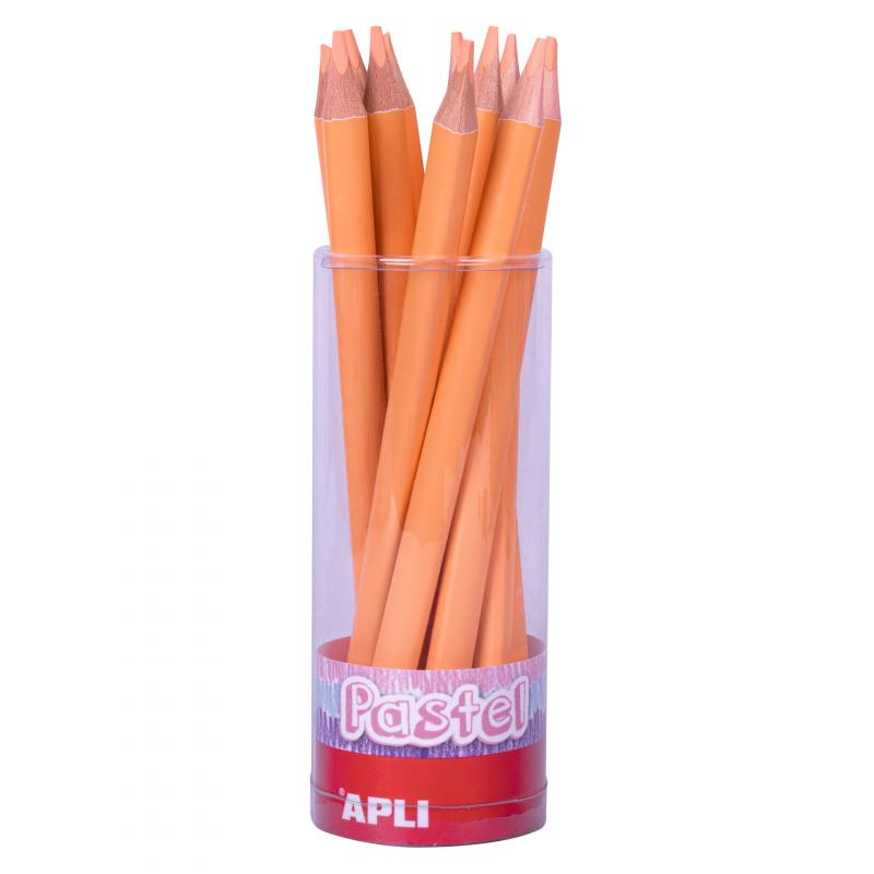 Apli Lapices Jumbo Pastel Salmon - Mina 5mm - Forma Triangular Ergonomica - Diametro 10mm, Largo 170mm - Pack 18 Unidades - Idea