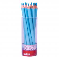 Apli Lapices Jumbo Pastel Azul - Mina de 5mm - Forma Triangular para Niños - 10mm de Diametro - 170mm de Largo - Pack de 18 Unid