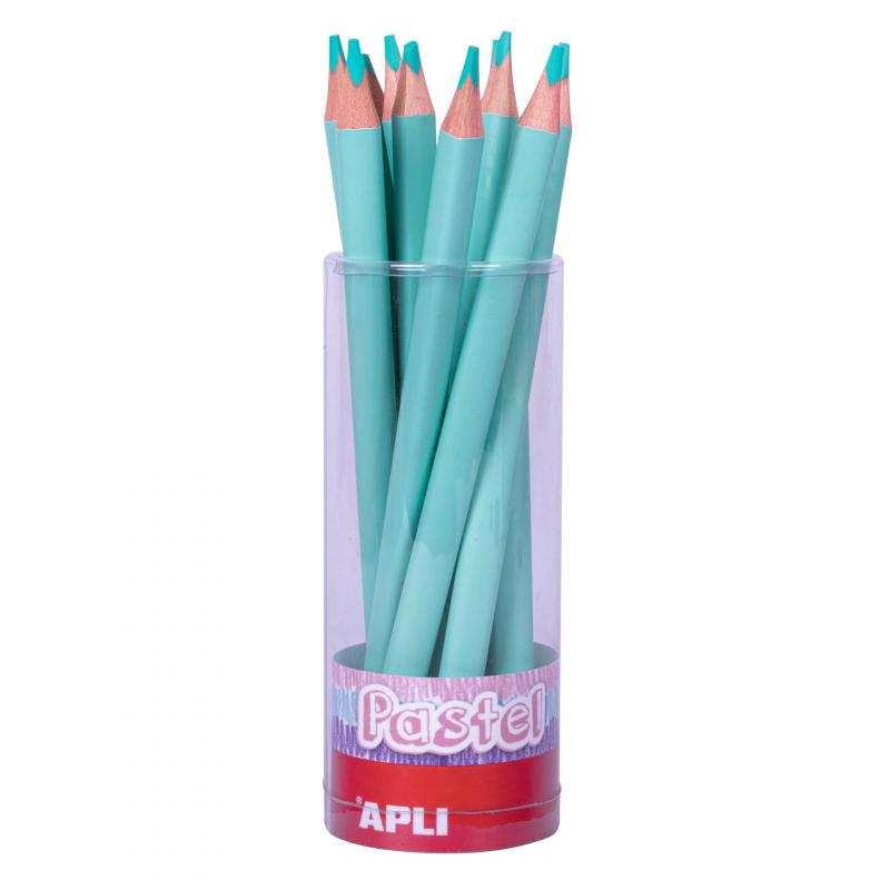 Apli Lapices Jumbo Pastel Turquesa - Mina de 5mm - Forma Triangular para Niños - 10mm de Diametro - Pack de 18 Unidades