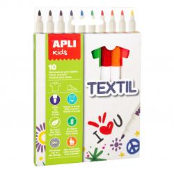 Apli Kids Rotuladores Textil Ø 11x137mm - Cuerpo Cilindrico - Punta Redonda Bloqueada Ø 2.9mm - Capuchon Anti Asfixia - No Toxic