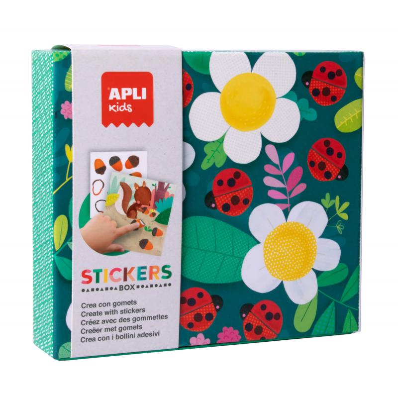 Apli Kids Juegos de Gomets Mariquita - 8 Laminas Ilustradas de 200G - 8 Hojas de Gomets Removibles Geometricos - Alto Valor Dida