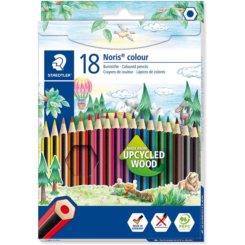 Staedtler Noris Colour 185 Pack de 18 Lapices Hexagonales de Colores - Resistencia a la Rotura - Colores Surtidos