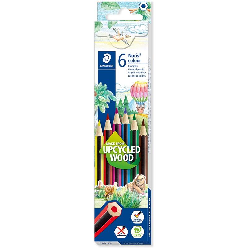 Staedtler Noris Colour 185 Pack de 6 Lapices Hexagonales de Colores - Resistencia a la Rotura - Material Wopex - Colores Surtido