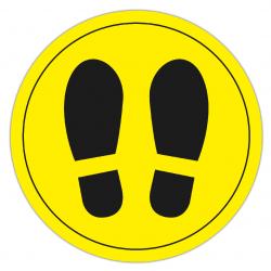 Apli Circulo Señalizacion Adhesivo Ilustracion Zapatos Ø30mm - Acabado Mate - Adhesivo Solvente Alta Resistencia - Color Amarill