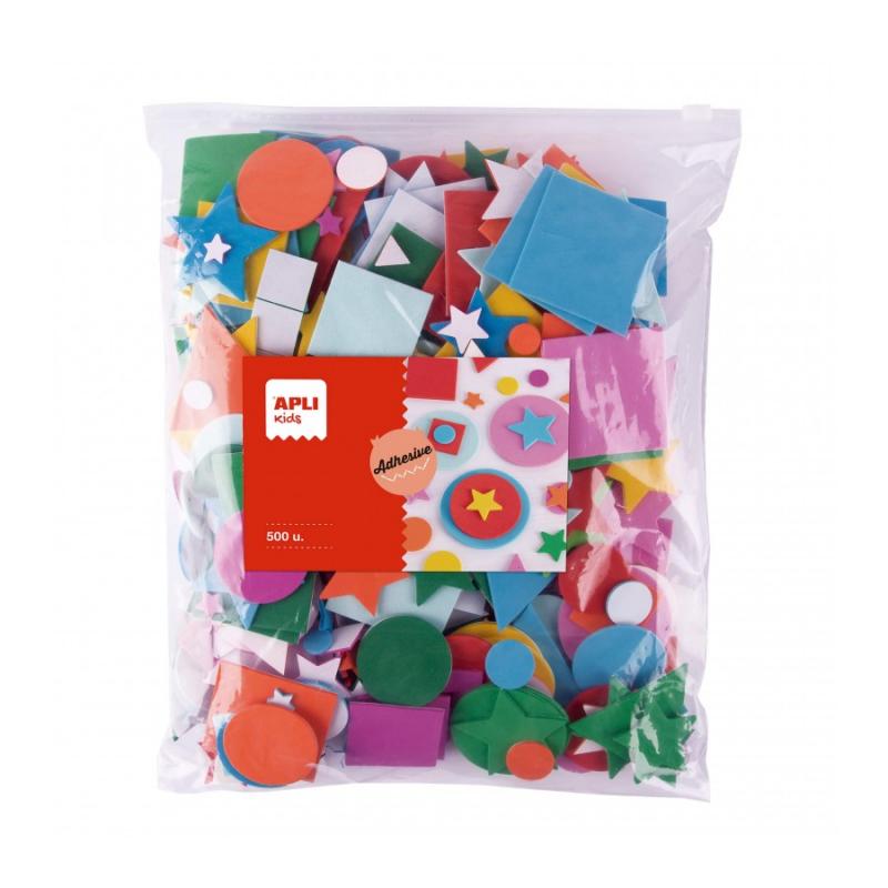 Apli Kids Bolsa de 500 Formas de Goma EVA - Formas, Tamaños y Colores Surtidos