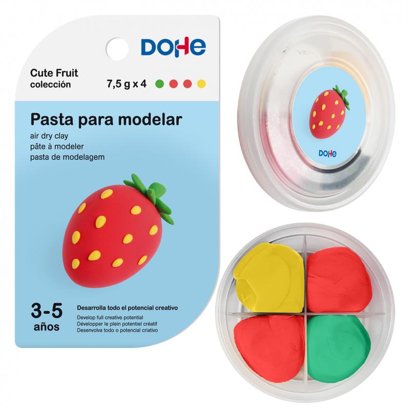 Dohe Coleccion Cute Fruit Pasta para Modelar Fresa - Ligera y Flexible - Apto para Niños de 3 a 5 Años