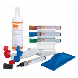 Nobo Kit de Usuario para Pizarra Blanca - Incluye Rotuladores, Borrador, Espray y Paño de Limpieza - Accesorios para Pizarras Bl