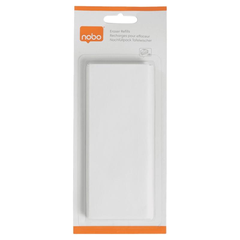 Nobo Pack de 10 Recambios para Borrador Magnetico Nobo 1901433 de Pizarra Blanca