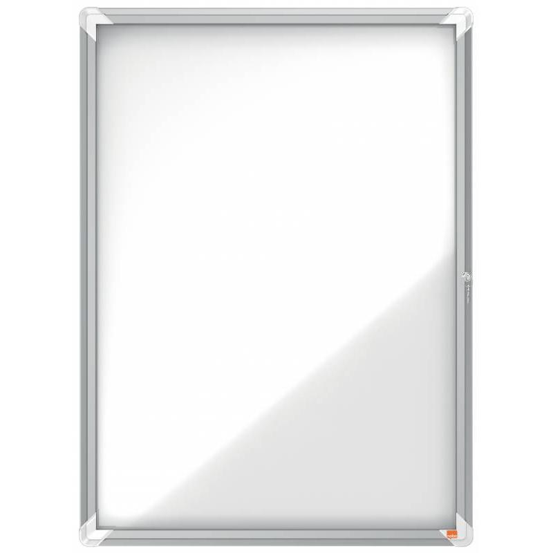 Nobo Vitrina para 9 Hojas A4 con Superficie Blanca Magnetica - 1000x752x37mm - Puerta de Cristal de Seguridad - Marco de Alumini