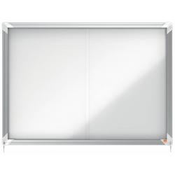 Nobo Vitrina Interior para 8 Hojas A4 con Superficie Magnetica y Puerta Deslizante - 689x972x54mm - Superficie Blanca Metalica y