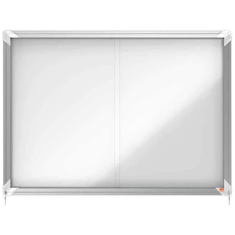 Nobo Vitrina Interior para 8 Hojas A4 con Superficie Magnetica y Puerta Deslizante - 689x972x54mm - Superficie Blanca Metalica y