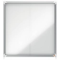 Nobo Vitrina Interior para 12 Hojas A4 con Superficie Magnetica y Puerta Deslizante - 997x972x54mm - Superficie Blanca Metalica 