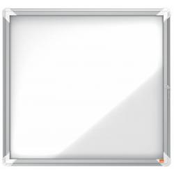 Nobo Vitrina Exteriores 6 Hojas A4 Superficie Blanca Magnetica - 752x692x45mm - Puerta Seguridad Cerradura Marco Aluminio - Colo