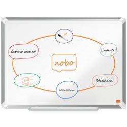 Nobo Premium Plus Pizarra Magnetica de Acero Vitrificado 600x450mm - Montaje en Esquinas - Superficie de Borrado Superior - Colo