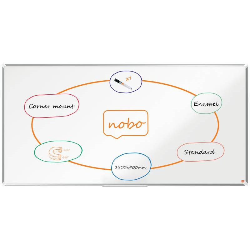 Nobo Premium Plus Pizarra Magnetica de Acero Vitrificado 1800x900mm - Montaje en Esquina - Superficie de Borrado Superior - Colo