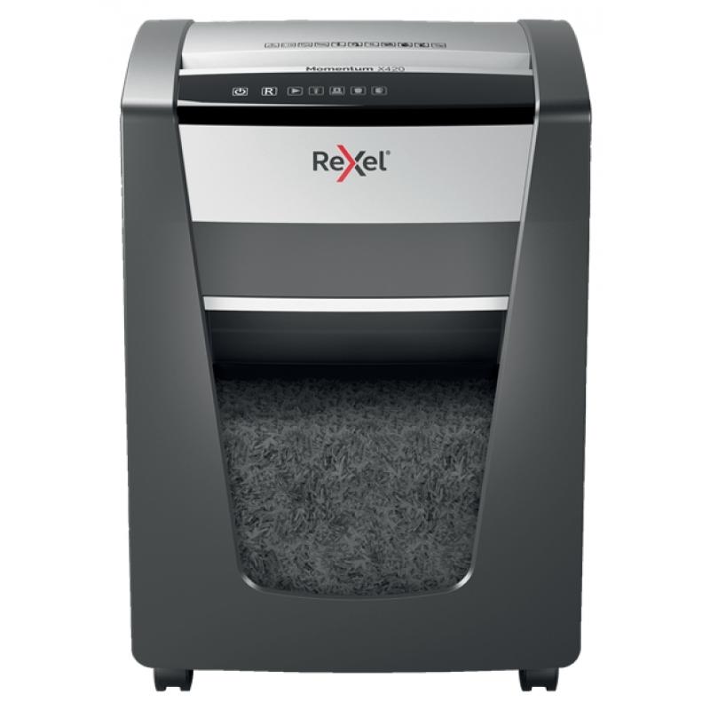 Rexel Momentum X420 Destructora de Papel Manual Corte Confeti - Destruye hasta 20 Hojas - 30L