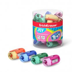 Erichkrause Joy Sacapuntas de Plastico - Colores Brillantes - Clip Comodo - Orificio de 8mm - Cuchilla de Acero al Carbono en Fo