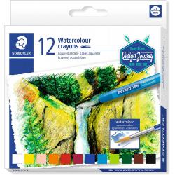 Staedtler Crayones Acuarelables 223 Pack de 12 Lapices de Cera - Facil de Mezclar - Extremadamente Opacos - Colores Surtidos