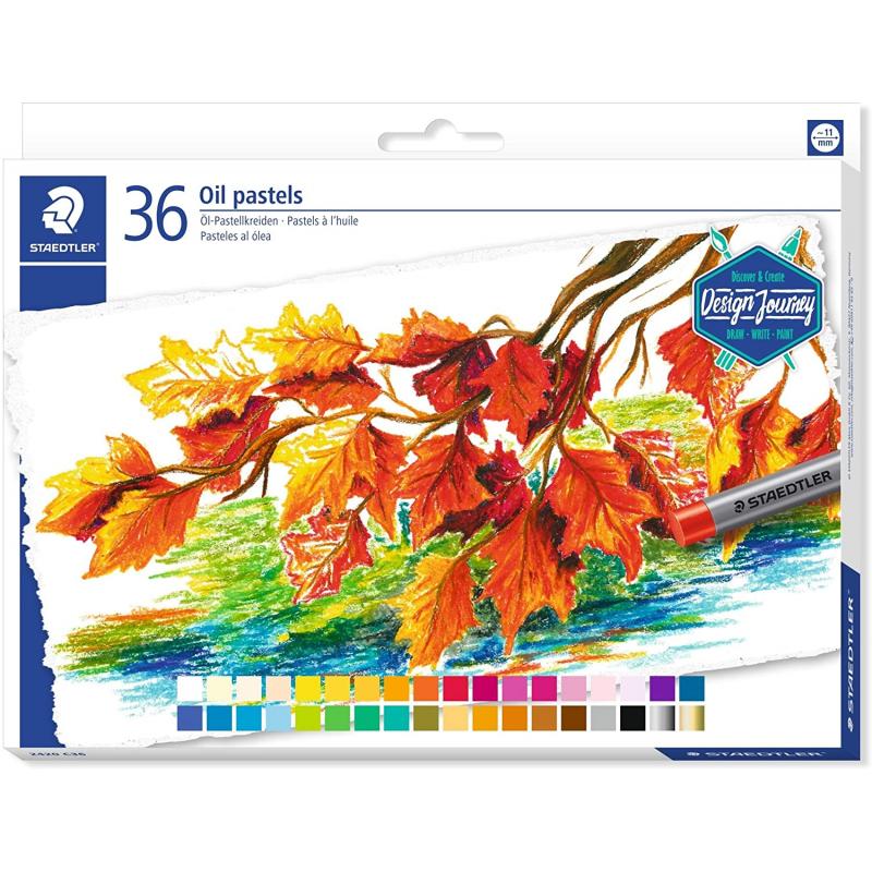 Staedtler Pasteles al Oleo 2420 Pack de 36 Ceras Blandas - Resistencia a la Rotura - Extremadamente Brillantes - Colores Surtido