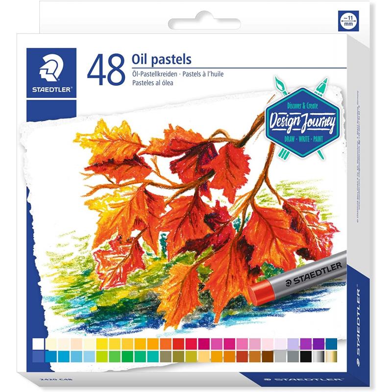 Staedtler Pasteles al Oleo 2420 Pack de 48 Ceras Blandas - Resistencia a la Rotura - Extremadamente Brillantes - Colores Surtido