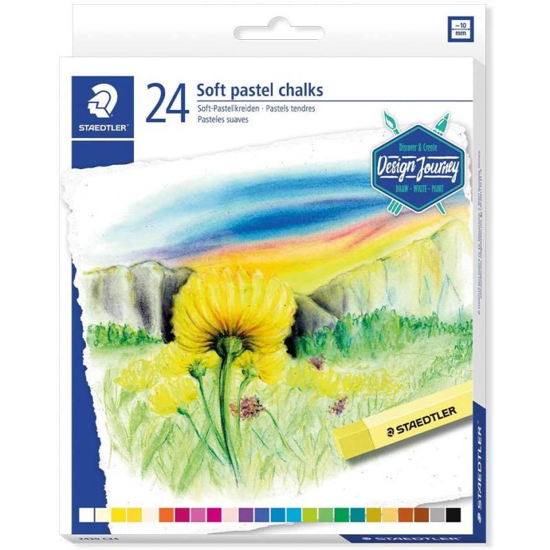 Staedtler 2430 Pack de 24 Tizas Pastel Suave - Excelentes para Mezclar Colores - Resistencia a la Luminosidad - Colores Surtidos