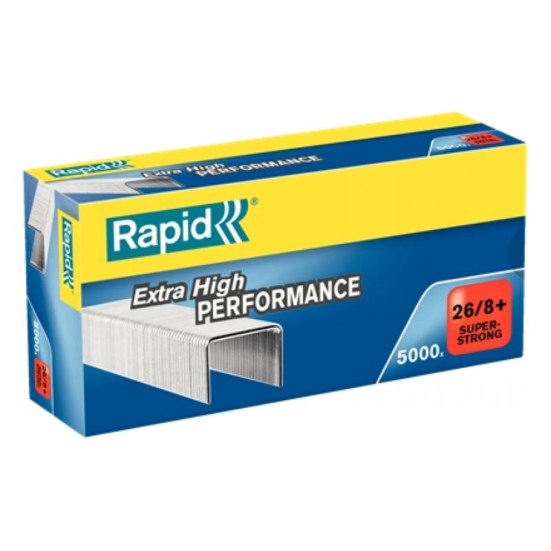 Rapid Super Strong Caja de 5000 Grapas 26/8+ - Hasta 50 Hojas - Alambre Galvanizado Superreforzado - Patilla de 8,5mm