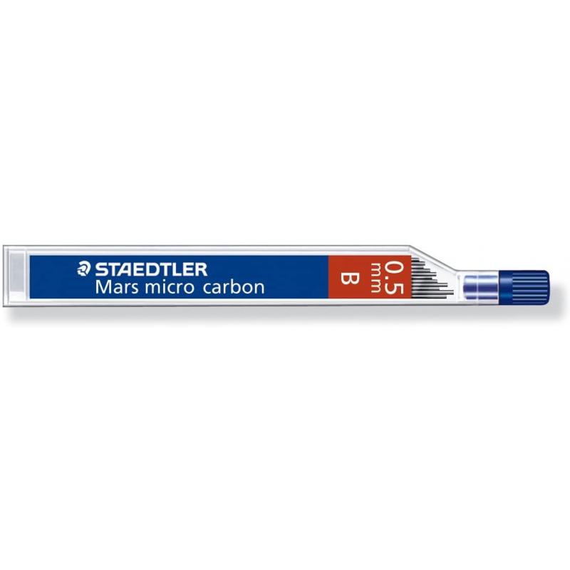 Staedtler Mars Micro Carbon 250 Tubo de 12 Minas de Grafito - Dureza B - Trazo 0.5mm - Alta Resistencia