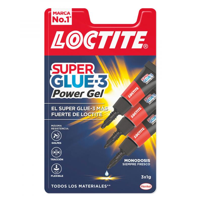 Loctite Superglue-3 Power Gel 3x1g - Adhesivo Instantaneo Flexible y Extrafuerte - Formula en Gel Enriquecida con Particulas de 