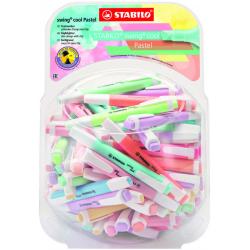 Stabilo Swing Cool Pastel Expositor de 100 Marcadores Fluorescentes - Cuerpo Plano - Punta Biselada - Trazo entre 1 y 4mm - Tint