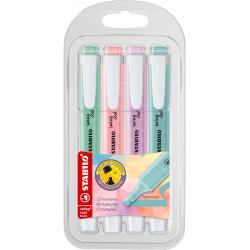 Stabilo Swing Cool Pastel Pack de 4 Marcadores Fluorescentes - Cuerpo Plano - Punta Biselada - Trazo entre 1 y 4mm - Tinta con B