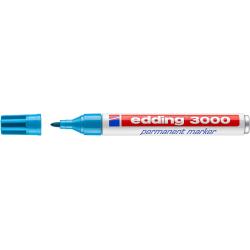 Edding 3000 Rotulador Permanente - Punta Redonda de 1.5mm - Trazo entre 1.5 y 3mm - Recargable - Secado Rapido - Color Azul Clar