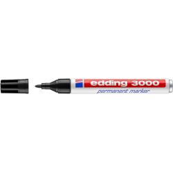 Edding 3000 Rotulador Permanente - Punta Redonda de 1.5mm - Trazo entre 1.5 y 3mm - Recargable - Secado Rapido - Color Negro