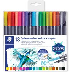 Staedtler 3001 Pack de 18 Rotuladores Acuarelables de Doble Punta - Colores Surtidos