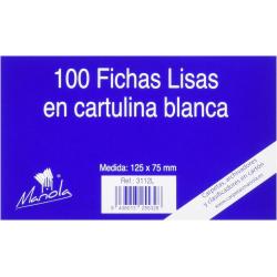 Mariola Pack de 100 Fichas Lisas Nº2 para Fichero - Medidas 125x75mm - Color Blanco