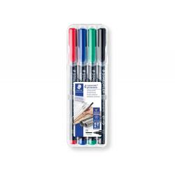 Staedtler Lumocolor 317 Pack de 4 Rotuladores Permanentes - Punta Media Redonda - Trazo 1mm Aprox - Capuchon con Clip - Secado R