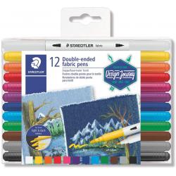 Staedtler 3190 Pack de 12 Rotuladores de Doble Punta para Textil - Colores Surtidos