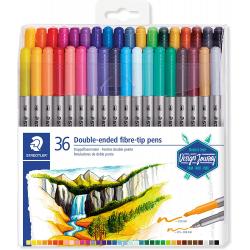 Staedtler 3200 Pack de 36 Rotuladores de Doble Punta - Resistente a la Presion - Colores Surtidos