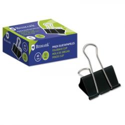 Bismark Pack de 12 Pinzas Sujetapapeles Metalicas de 41mm - Pala Abatible - Color Negro
