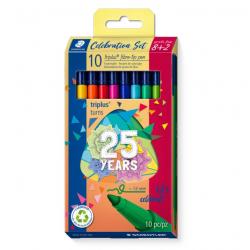 Staedtler Triplus Color 323 Pack de 10 Rotuladores de Punta Fina - Trazo 1mm Aprox - Tinta Base de Agua - Colores Surtidos