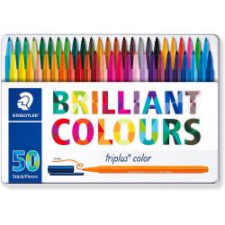 Staedtler Triplus Color 323 Pack de 50 Rotuladores de Punta Fina - Trazo 1mm Aprox - Tinta Base de Agua - Colores Surtidos