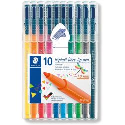 Staedtler Triplus Color 323 Pack de 10 Rotuladores de Punta Fina - Trazo de 1mm Aprox - Tinta Base de Agua - Colores Surtidos