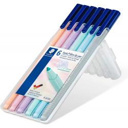 Staedtler Triplus Color 323 Pack de 6 Rotuladores de Punta Fina - Trazo 1mm Aprox - Tinta Base de Agua - Colores Surtidos