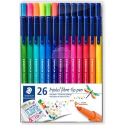 Staedtler Triplus Color 323 Pack de 26 Rotuladores de Punta Fina - Trazo 1mm Aprox - Tinta Base de Agua - Colores Surtidos