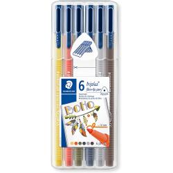 Staedtler Triplus Color 323 Pack de 6 Rotuladores de Punta Fina - Trazo 1mm Aprox - Tinta Base de Agua - Colores Surtidos